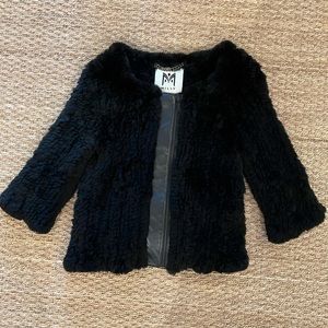 Milly fue jacket with leather trim.